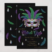 Iridiscerende Mardi Gras-feest Kaart (Voorkant / Achterkant)
