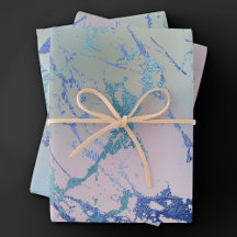 Iridiscerende Marmer | Holografisch Stof Blauw Roz