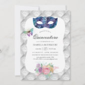 Iridiscerende Maskerade Quinceañera Kaart (Voorkant)