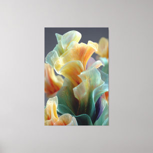 Iridiscerende Pastel Regenboog Glas Bloemblaadjes Canvas Afdruk
