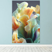 Iridiscerende Pastel Regenboog Glas Bloemblaadjes Canvas Afdruk (Insitu (Houten vloer))