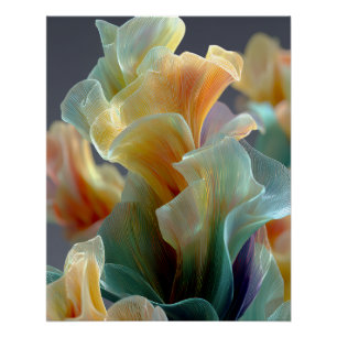 Iridiscerende Pastel Regenboog Glas Bloemblaadjes Perfect Poster