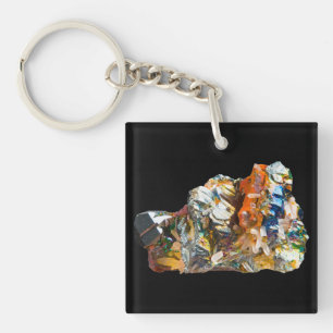 Iridiscerende Regenboog Hematiet Kristal Aura Gron Sleutelhanger