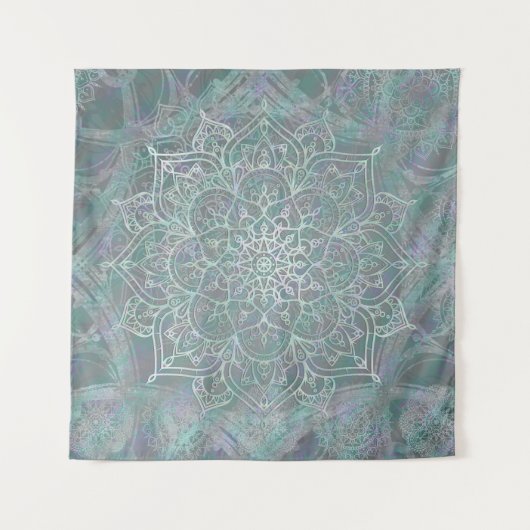 Iridiscerende Schitterende Mandala Boho Chic Wandkleed (Voorkant (horizontaal))