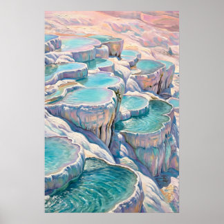 Iridiscerende thermische poelen van Pamukkale in T Poster