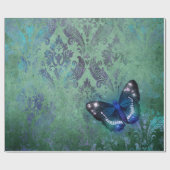 Iridiscerende vintage damast vlinder cadeaupapier (Vlak)