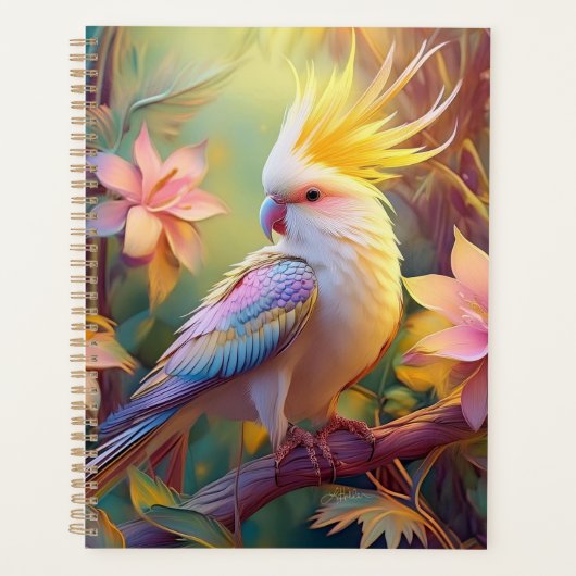 Iridiscerende Vleugel Cockatiel Fantasie Vogel Planner (Voorkant)