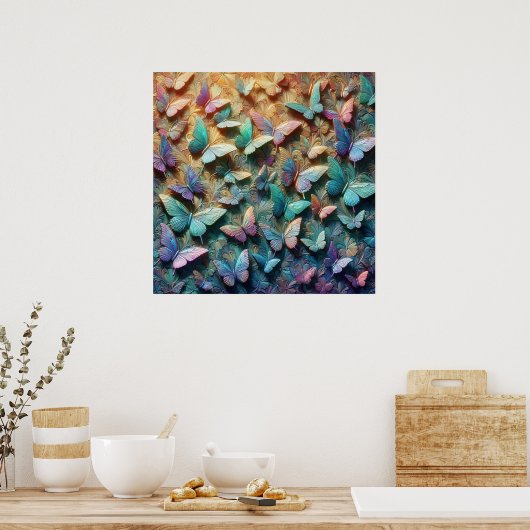 Iridiscuente Vlindertuin Poster (Keuken)