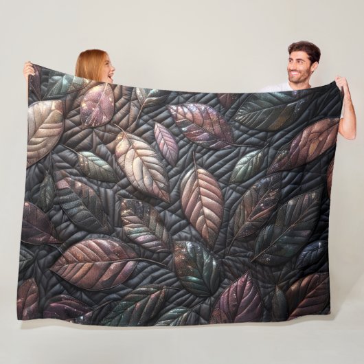 Iridiserend Bladontwerp Met Steekpatroon Fleece Deken (In situ)