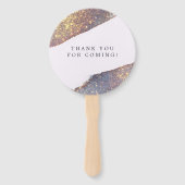Iridiserend Paars Goud Glitter Chic Bruiloft Handwaaier (Achterkant)