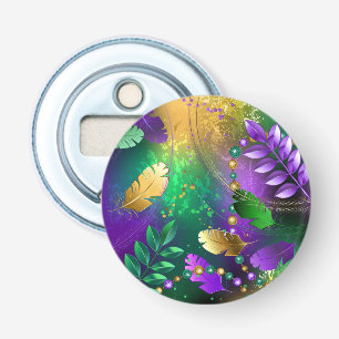 Iridiserende achtergrond voor mardi gras met krale button flesopener