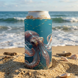 Iridiserende Glas Octopus Kunst | Diepzee Fantasie Seltzer Blikjeskoeler