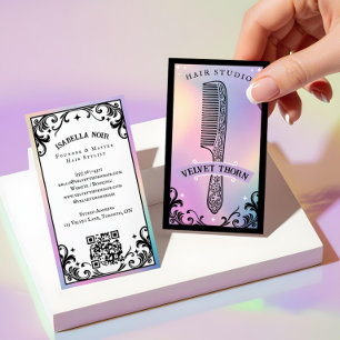 Iridiserende holografische kapsalon schoonheidssal visitekaartje