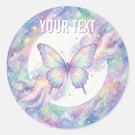 Iridiserende Maanvlinder Ronde Sticker (Voorkant)