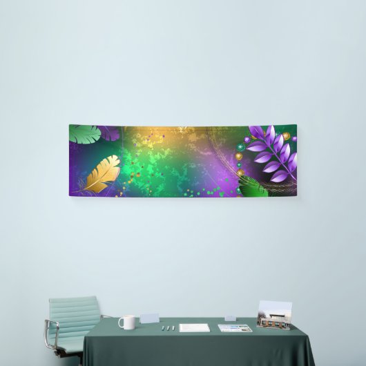 Iridiserende mardi gras achtergrond met kralen spandoek (Beurs)