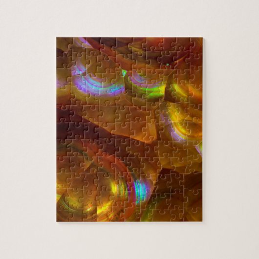 Iridiserende oranje vuuropaal legpuzzel (Verticaal)
