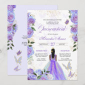 Iridiserende Paarse Vlinders Mariposa Quinceanera Kaart (Voorkant / Achterkant)