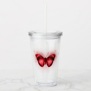 Iridiserende Rode Vlinder Acryl Drinkbeker