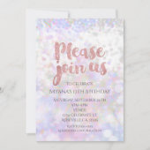 Iridiserende Roze Glitter Glam Feest Uitnodigingen (Voorkant)
