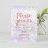 Iridiserende Roze Glitter Glam Feest Uitnodigingen (Staand voorkant)