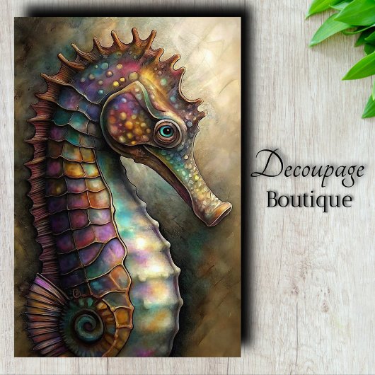 Iridiserende Zeepaardje Decoupage Tissuepapier