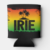 IRIE tropische palmbomen over Rasta vlag kleuren Blikjeskoeler (Achterkant)