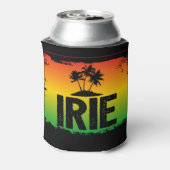 IRIE tropische palmbomen over Rasta vlag kleuren Blikjeskoeler (Blikje Achterkant)