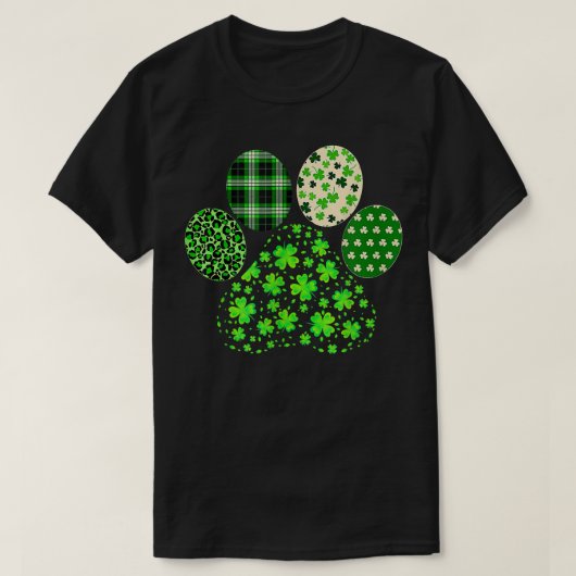 Iriish Cute Dog Paw Clovers St Patrick's Day Lucky T-shirt (Design voorkant)