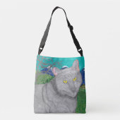 Irina De kat en het Uitzicht van de Baldy Bag Crossbody Tas (Achterkant)