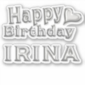 Irina Happy Birthday silver Aufkleber Sticker (Voorkant)