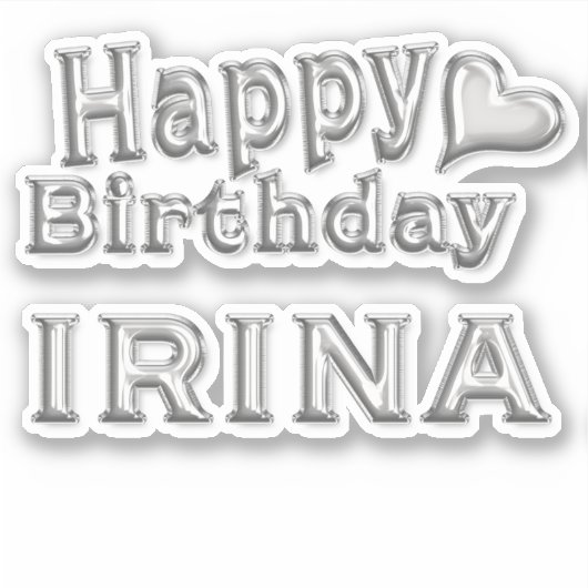 Irina Happy Birthday silver Aufkleber Sticker (Voorkant)