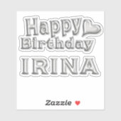 Irina Happy Birthday silver Aufkleber Sticker (Vel)