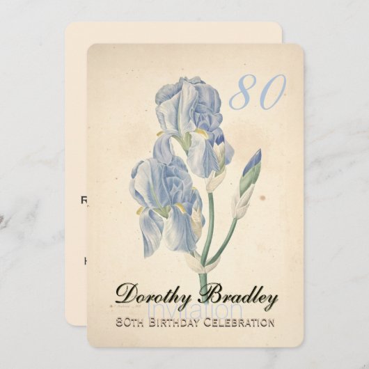 Iris 80e Verjaardagsviering Uitnodiging (Voorkant / Achterkant)