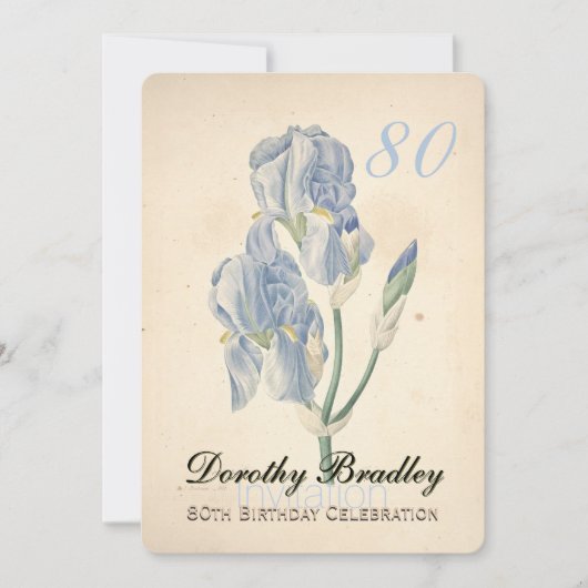  Iris 80e Verjaardagsviering Uitnodiging (Voorkant)