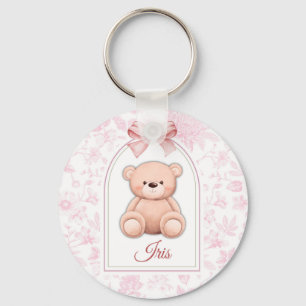 Iris Aangepaste Roze Teddybeer Nursery Design Sleutelhanger