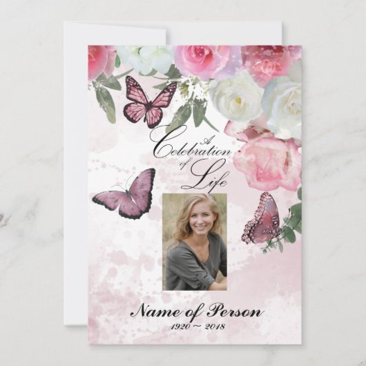 Iris and Hummingbird Celebration of Life Funeral I Kaart (Voorkant)