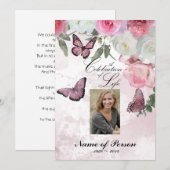 Iris and Hummingbird Celebration of Life Funeral I Kaart (Voorkant / Achterkant)