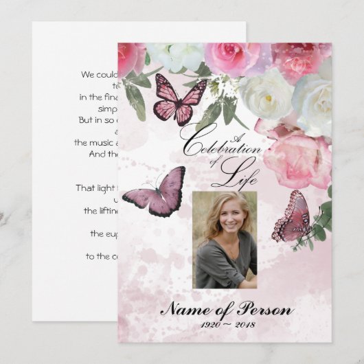 Iris and Hummingbird Celebration of Life Funeral I Kaart (Voorkant / Achterkant)