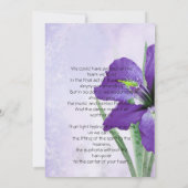 Iris and Hummingbird Celebration of Life Funeral Kaart (Achterkant)
