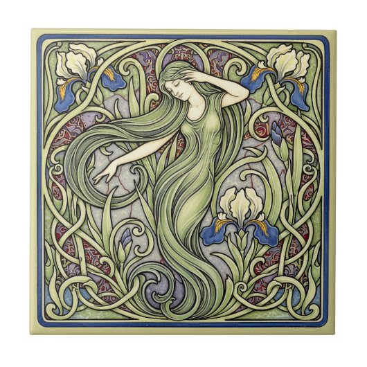 Iris and Muse Art Nouveau Pat#5 ID1193 Tegeltje (Voorkant)