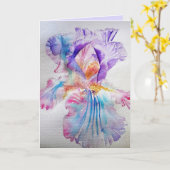 Iris Aquarel Paarse Blauwe Verjaardag Kaart (Gele Bloem)