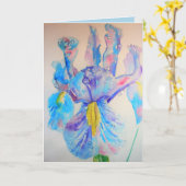 Iris Aquarel Schilderij Art bloemenverjaardag Kaar Kaart (Gele Bloem)