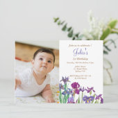 Iris Baby meisje 1e verjaardag foto Kaart (Staand voorkant)