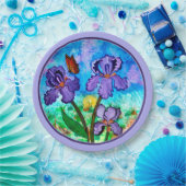 Iris bij Sunrise (lavender Trim) Borden van papier Papieren Bordje (Feest)