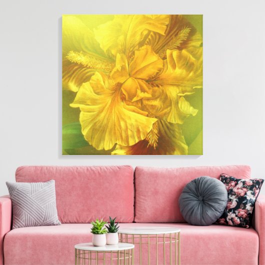 Iris binnenste schoonheid (warm geel) vierkant can canvas afdruk (Insitu (Woonkamer))