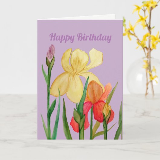 Iris Birthday Kaart (Gele Bloem)