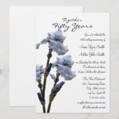 Iris blauwe jubileumuitnodiging kaart (Voorkant / Achterkant)