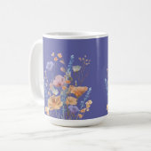 Iris Blauwe Paarse Zomer Bloemen Grens Koffiemok (Voorkant links)