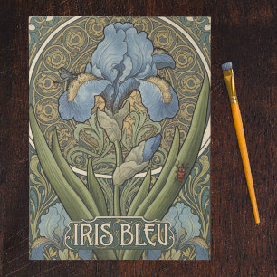 Iris Bleu Franse Stijl Art Nouveau Blauwe Irissen Tissuepapier
