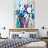 Iris Bloei – Moderne Impressionistische Bloemensch Canvas Afdruk (Insitu (Slaapkamer))